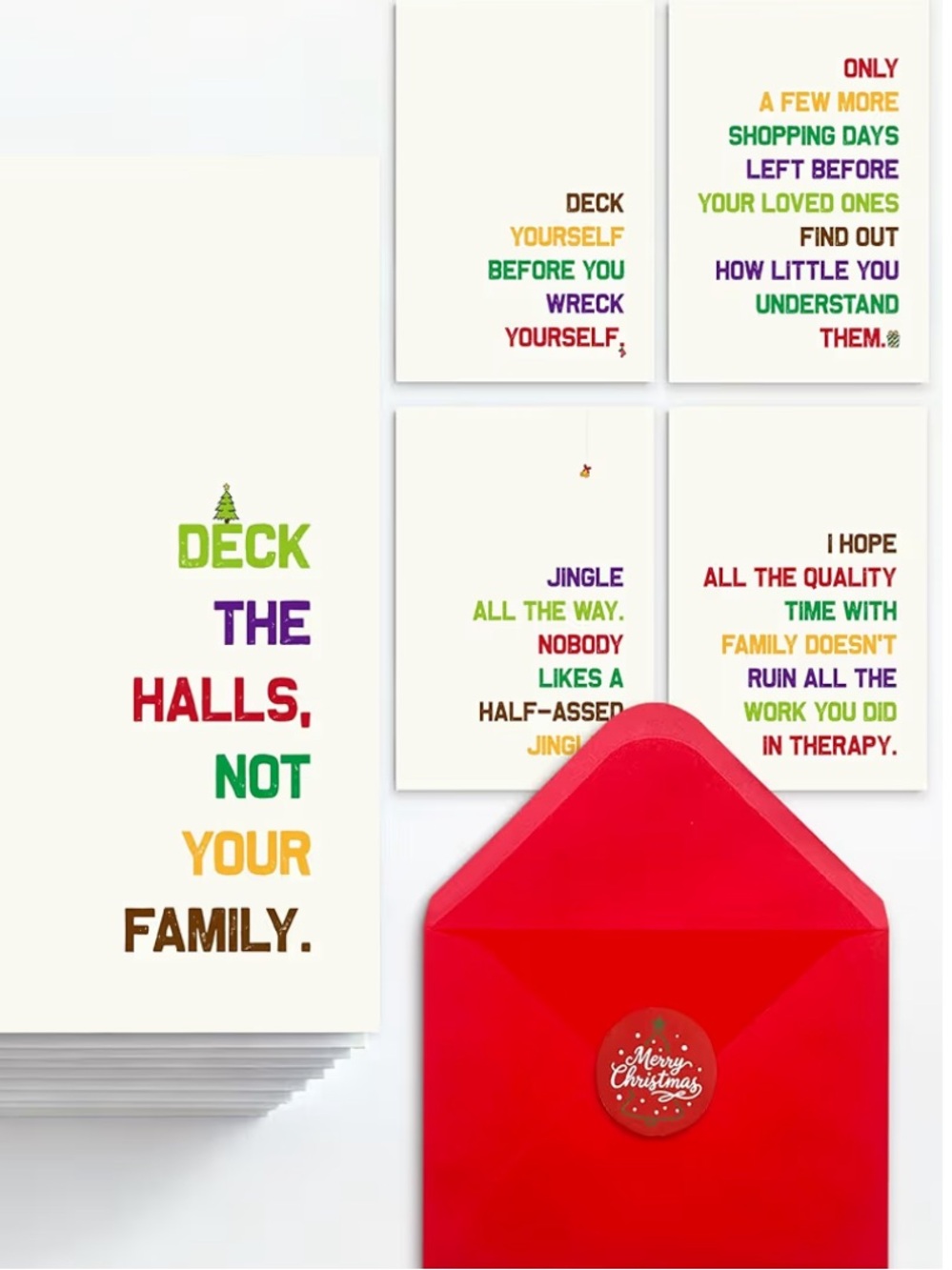 25 Pack - 8 Different Designs Funny Christmas Cards with Envelopes and Stickers - Picture 3 of 6